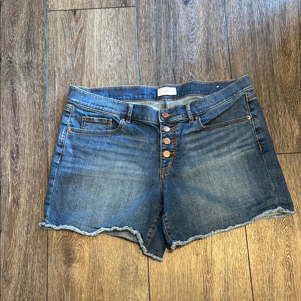 Loft Blue Denim Button-Fly Shorts
